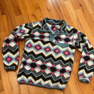 Patagonia Synchilla Aztec Snap T Fleece Pullover. Size Youth Large. GUC